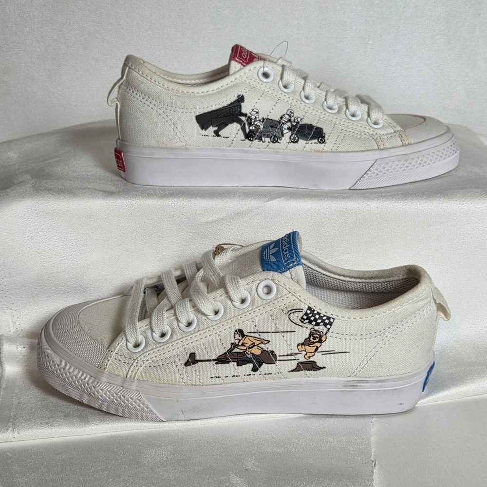 Adidas Nizza Star Wars Darth Vader‎ Princess Leia White Sneakers Mens Size 4